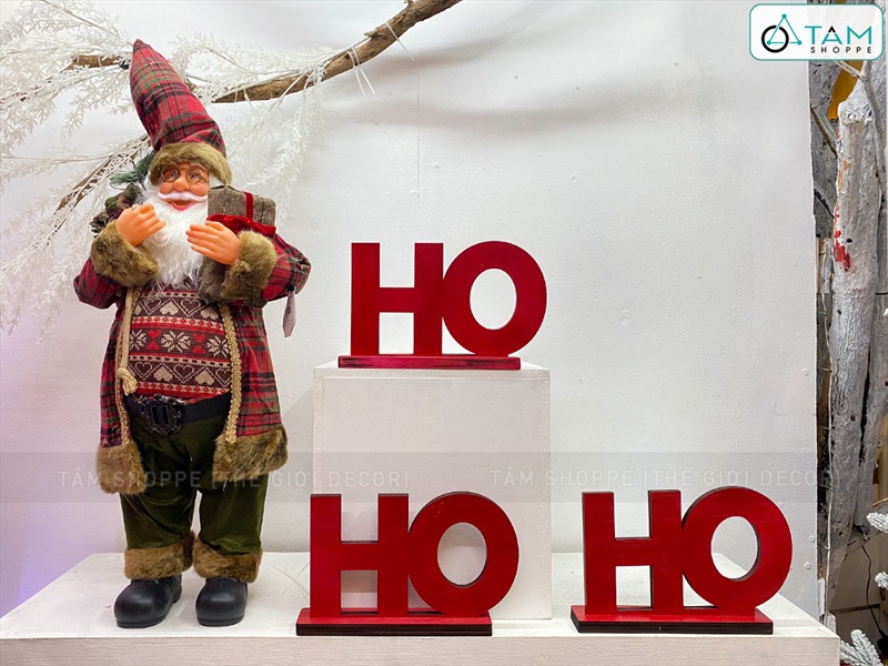 Chữ gỗ HO HO HO Decor Noel vui nhộn C17cm [Độc đáo] CHU-GO-19